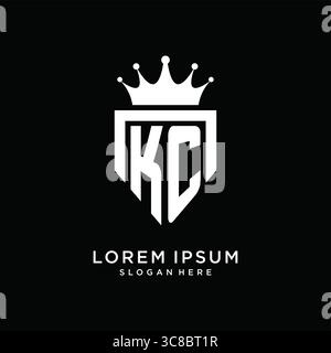 Letter KC logo monogram emblem style with crown shape design template vector graphic vector graphic Stock Vector