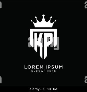 Letter KP logo monogram emblem style with crown shape design template vector graphic vector graphic Stock Vector