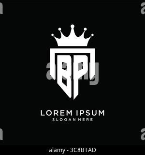 Letter BP logo monogram emblem style with crown shape design template vector graphic vector graphic Stock Vector