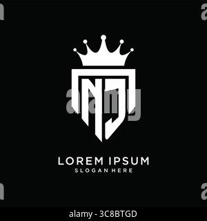 Letter NJ logo monogram emblem style with crown shape design template vector graphic vector graphic Stock Vector