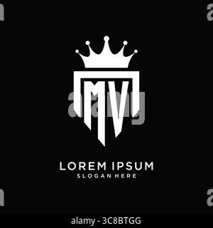 Letter MV logo monogram emblem style with crown shape design template vector graphic vector graphic Stock Vector