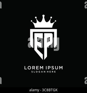 Letter EP logo monogram emblem style with crown shape design template vector graphic vector graphic Stock Vector