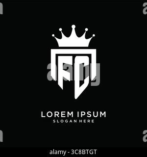 Letter FC logo monogram emblem style with crown shape design template vector graphic vector graphic Stock Vector