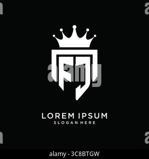 Letter FJ logo monogram emblem style with crown shape design template vector graphic vector graphic Stock Vector