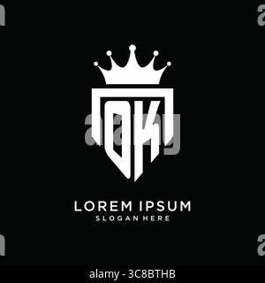 Letter OK logo monogram emblem style with crown shape design template vector graphic vector graphic Stock Vector