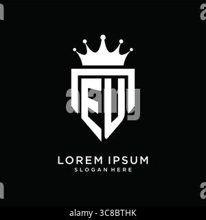 Letter EU logo monogram emblem style with crown shape design template vector graphic vector graphic Stock Vector