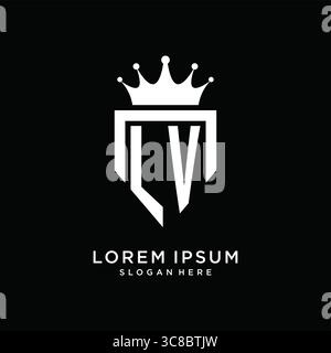 Letter LV logo monogram emblem style with crown shape design template vector graphic vector graphic Stock Vector