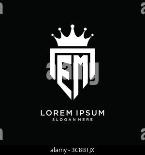 Letter EM logo monogram emblem style with crown shape design template vector graphic vector graphic Stock Vector