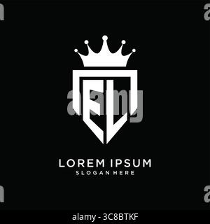 Letter EL logo monogram emblem style with crown shape design template vector graphic vector graphic Stock Vector