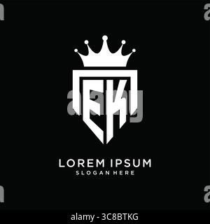 Letter EK logo monogram emblem style with crown shape design template vector graphic vector graphic Stock Vector