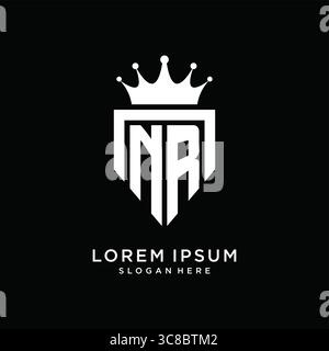 Letter NR logo monogram emblem style with crown shape design template vector graphic vector graphic Stock Vector