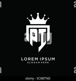 Letter PI logo monogram emblem style with crown shape design template vector graphic vector graphic Stock Vector