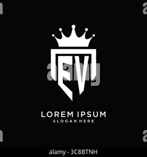 Letter EV logo monogram emblem style with crown shape design template vector graphic vector graphic Stock Vector