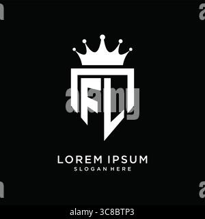 Letter FL logo monogram emblem style with crown shape design template vector graphic vector graphic Stock Vector