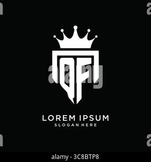Letter QF logo monogram emblem style with crown shape design template vector graphic vector graphic Stock Vector