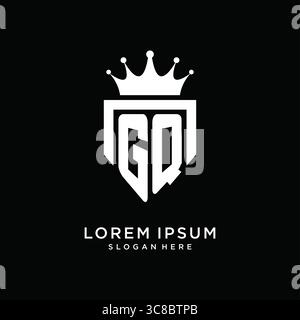 Letter GQ logo monogram emblem style with crown shape design template vector graphic vector graphic Stock Vector