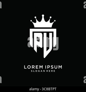 Letter PU logo monogram emblem style with crown shape design template vector graphic vector graphic Stock Vector