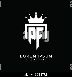 Letter PF logo monogram emblem style with crown shape design template vector graphic vector graphic Stock Vector