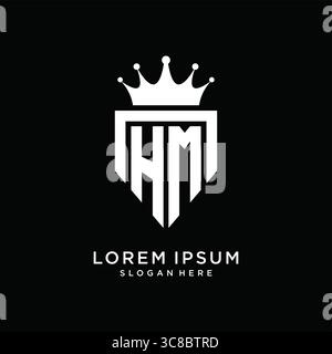 Letter HM logo monogram emblem style with crown shape design template vector graphic vector graphic Stock Vector