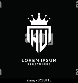 Letter HU logo monogram emblem style with crown shape design template vector graphic vector graphic Stock Vector