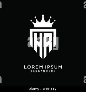 Letter HR logo monogram emblem style with crown shape design template vector graphic vector graphic Stock Vector