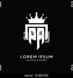 Letter PR logo monogram emblem style with crown shape design template vector graphic vector graphic Stock Vector