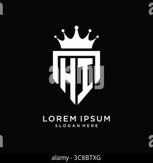 Letter HI logo monogram emblem style with crown shape design template vector graphic vector graphic Stock Vector