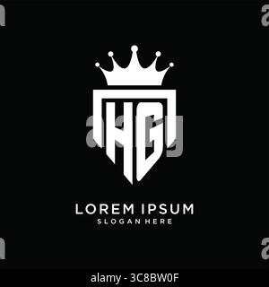 Letter HG logo monogram emblem style with crown shape design template vector graphic vector graphic Stock Vector