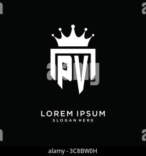 Letter PV logo monogram emblem style with crown shape design template vector graphic vector graphic Stock Vector
