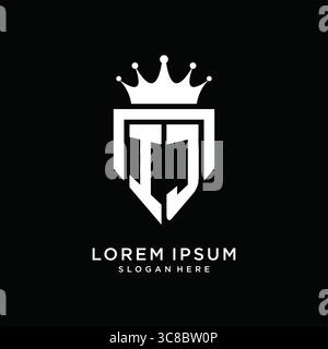 Letter IJ logo monogram emblem style with crown shape design template vector graphic vector graphic Stock Vector