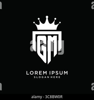 Letter GM logo monogram emblem style with crown shape design template vector graphic vector graphic Stock Vector