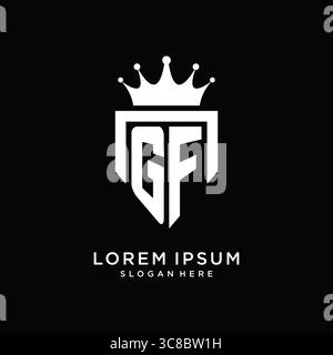 Letter GF logo monogram emblem style with crown shape design template vector graphic vector graphic Stock Vector