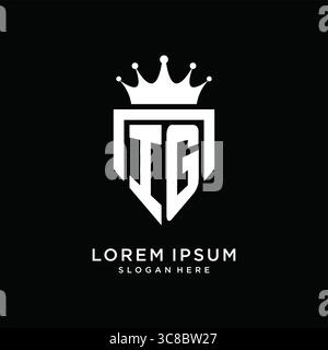 Letter IG logo monogram emblem style with crown shape design template vector graphic vector graphic Stock Vector