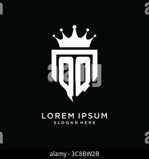 Letter QQ logo monogram emblem style with crown shape design template vector graphic vector graphic Stock Vector