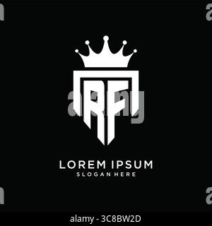Letter RF logo monogram emblem style with crown shape design template vector graphic vector graphic Stock Vector