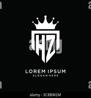 Letter HZ logo monogram emblem style with crown shape design template vector graphic vector graphic Stock Vector