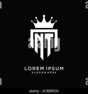 Letter NT logo monogram emblem style with crown shape design template vector graphic vector graphic Stock Vector