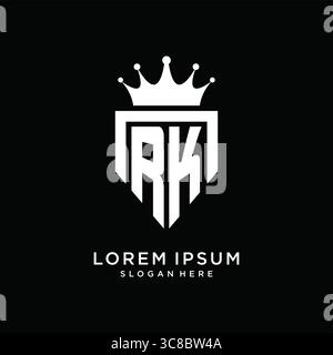Letter RK logo monogram emblem style with crown shape design template vector graphic vector graphic Stock Vector