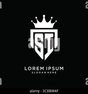 Letter SI logo monogram emblem style with crown shape design template vector graphic vector graphic Stock Vector