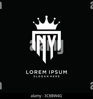 Letter NY logo monogram emblem style with crown shape design template vector graphic vector graphic Stock Vector