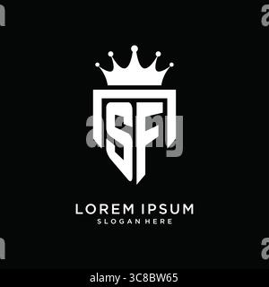 Letter SF logo monogram emblem style with crown shape design template vector graphic vector graphic Stock Vector