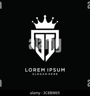Letter JI logo monogram emblem style with crown shape design template vector graphic vector graphic Stock Vector