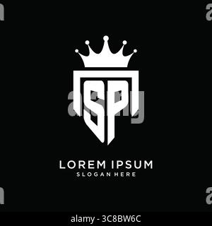 Letter SP logo monogram emblem style with crown shape design template vector graphic vector graphic Stock Vector