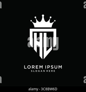 Letter HL logo monogram emblem style with crown shape design template vector graphic vector graphic Stock Vector