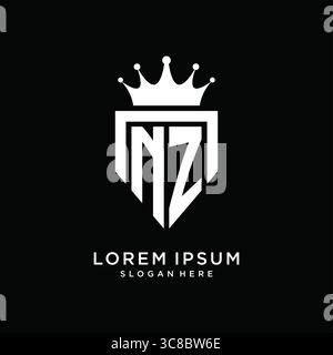 Letter NZ logo monogram emblem style with crown shape design template vector graphic vector graphic Stock Vector