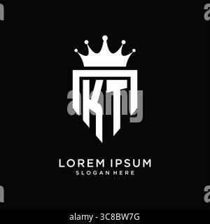 Letter KT logo monogram emblem style with crown shape design template vector graphic vector graphic Stock Vector