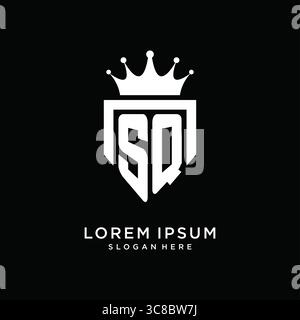 Letter SQ logo monogram emblem style with crown shape design template vector graphic vector graphic Stock Vector