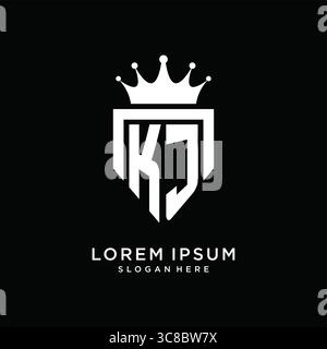 Letter KJ logo monogram emblem style with crown shape design template vector graphic vector graphic Stock Vector
