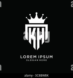 Letter KH logo monogram emblem style with crown shape design template vector graphic vector graphic Stock Vector
