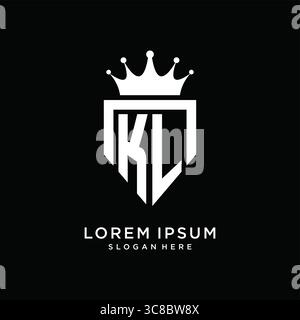 Letter KL logo monogram emblem style with crown shape design template vector graphic vector graphic Stock Vector